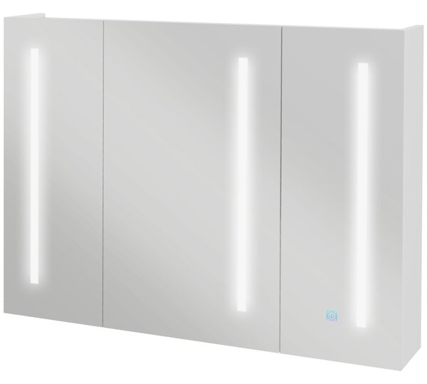 Kleankin Dulap cu Oglindă LED pentru Baie, USB, Raft Reglabil, 90x15x70cm, Alb Lucios | Aosom Romania