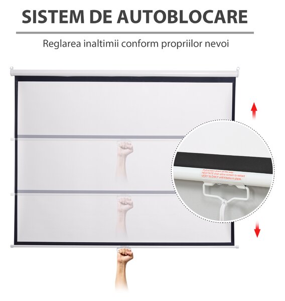 HOMCOM ecran de proiectare pentru perete 244x183cm, alb | Aosom Romania