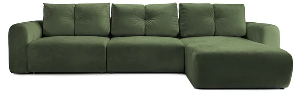 Colțar Extensibil GEORGIA, cu 2 lăzi depozitare, șezlong interschimbabil, 348x190x87 cm, Dreapta / Verde-Havana