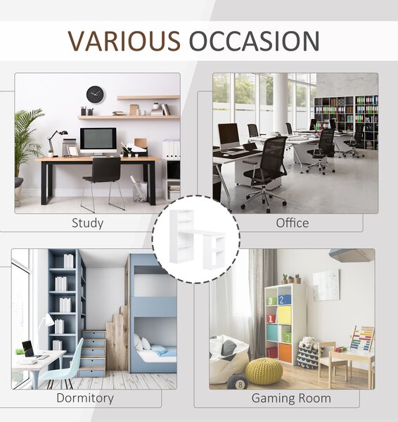 Birou alb modern cu biblioteca cu 6 rafturi din PAL,120x55x120cm HOMCOM | Aosom Romania
