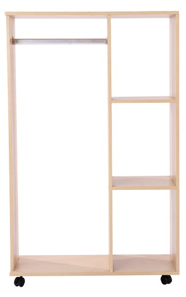 HOMCOM Dulap Multifuncțional cu Cuier și 3 Rafturi, Spațiu Deschis pentru Depozitare, 80x40x128 cm, Ideal pentru Hol | Aosom Romania