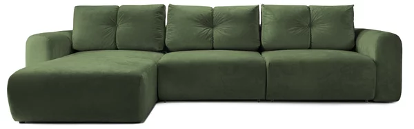 Colțar Extensibil GEORGIA, cu 2 lăzi depozitare, șezlong interschimbabil, 348x190x87 cm, Stanga / Verde-Havana