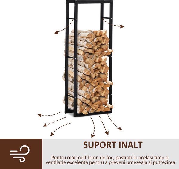 Raft Lemne pentru Casa si Gradina Greutate maxima 100kg Negru, Modern și elegant 60x25x150cm HOMCOM | Aosom Romania