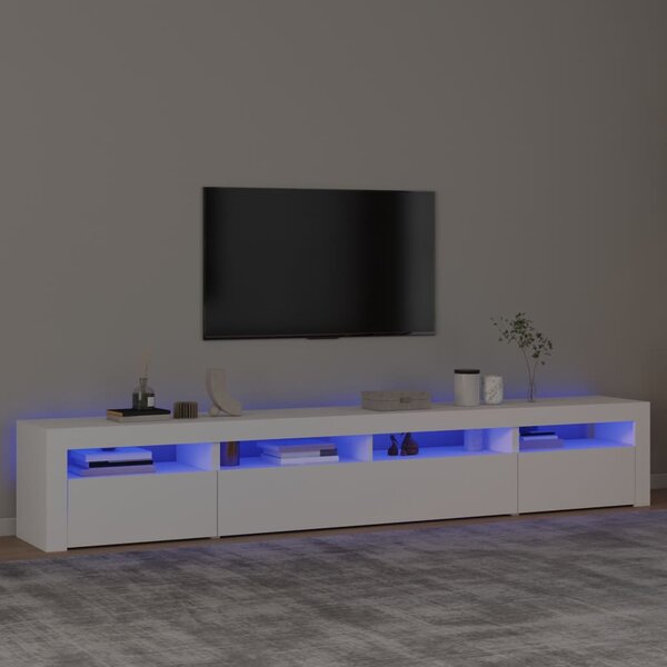 Comodă TV cu lumini LED, alb, 240x35x40 cm