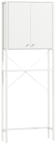 Mobilier HOMCOM pentru Baie Deasupra WC-ului cu Dulap și Raft Deschis, Mobilier Salvaspazio cu Picioare din Metal pentru Baie și Spălătorie, 64x20x180 cm, Alb | Aosom Romania