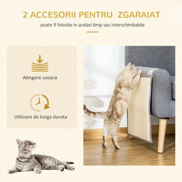 PawHut Set 2 Stâlpi de Zgâriat pentru Pisici, Bază Stabilă, 42,5x42,5 cm, Gri | Aosom Romania