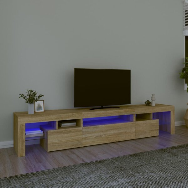Comodă TV cu lumini LED, stejar sonoma, 215x36,5x40cm