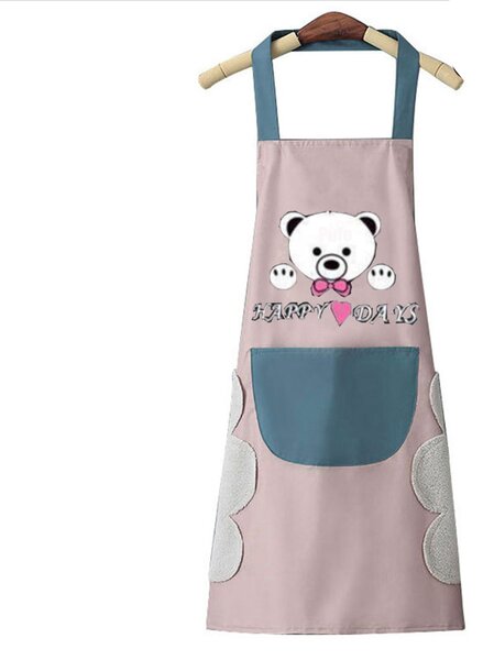 Sort de bucatarie Pufo Happy Bear, sort pentru gatit, marime universala, roz