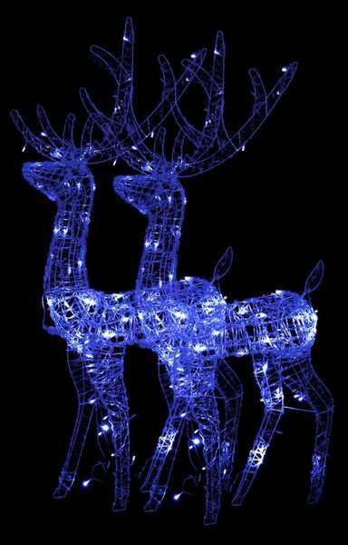 Decorațiuni reni de Crăciun, 2 buc., albastru, 120 cm, acril