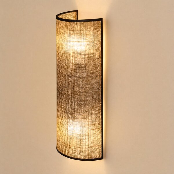 Duolla Aplică de perete Nature, iută/negru, înălțime 40 cm, material textil, lumină, Maro / Rugină, Hol, Țesătură / Textil
