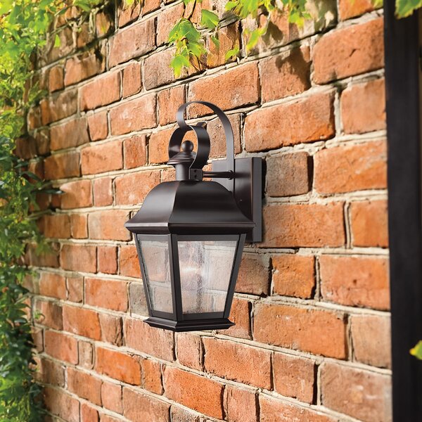 KICHLER Lampă de perete pentru exterior Mount Vernon, bronz vechi, înălțime 32 cm,, reglabil, Bronz / Alamă Veche, Aluminiu, Felinar