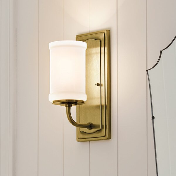KICHLER Aplică de perete Vetivene, alamă, înălțime 31 cm, metal, IP44, G9-LED, Auriu / Alamă, Baie, Metal