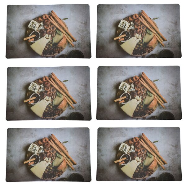 Set suport farfurie pentru servirea mesei, model Pufo Goodness with cheese, 6 bucati