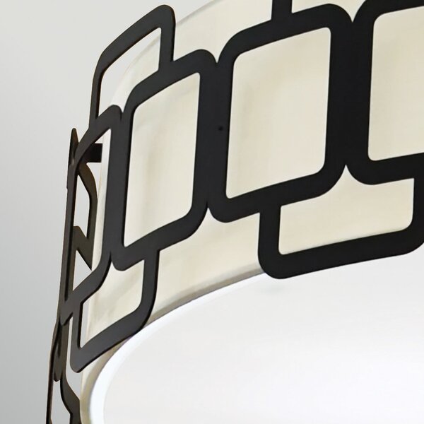 HINKLEY Lampă suspendată Sabina, negru, Ø 57 cm, metal/textil, 4 x E27, reglabil, Negru, Camera de zi / sufragerie, Metal, Modern
