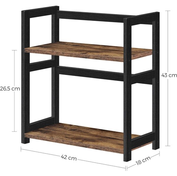 Raft de masă cu suport de condimente cu cadru din bambus cu 2 niveluri, negru 42x18x43cm