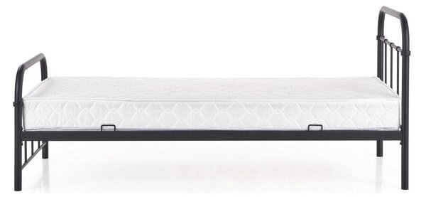 Pat metalic negru Linda 90x200, negru, otel, cu somiera