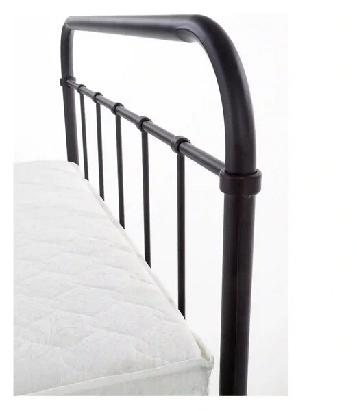 Pat metalic negru Linda 90x200, negru, otel, cu somiera