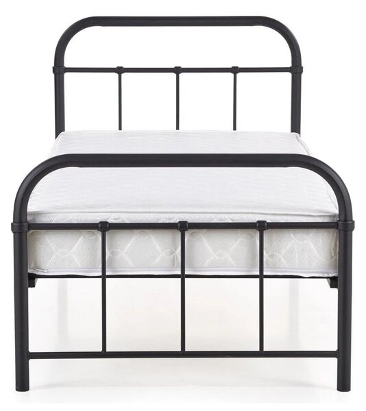 Pat metalic negru Linda 90x200, negru, otel, cu somiera