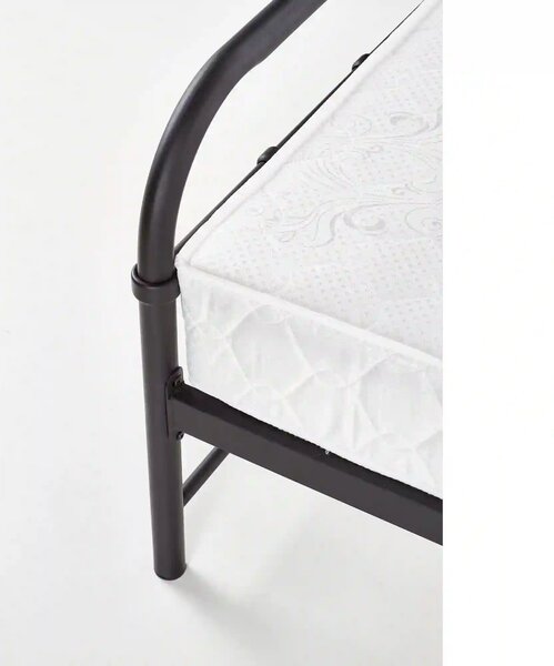 Pat metalic negru Linda 90x200, negru, otel, cu somiera