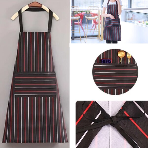 Sort de bucatarie Pufo Simple pentru gatit, marime universala, negru cu dungi