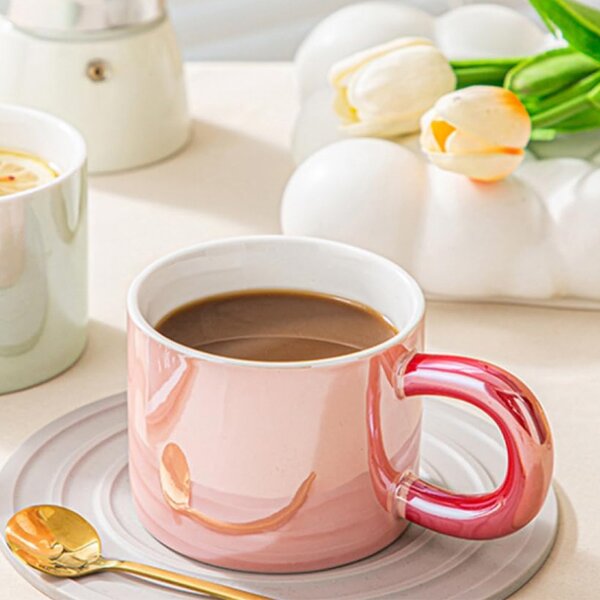 Cana ceramica Pufo Glossy pentru ceai, cafea, 250 ml, rosu