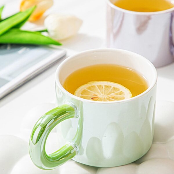 Cana ceramica Pufo Glossy pentru ceai, cafea, 250 ml, verde