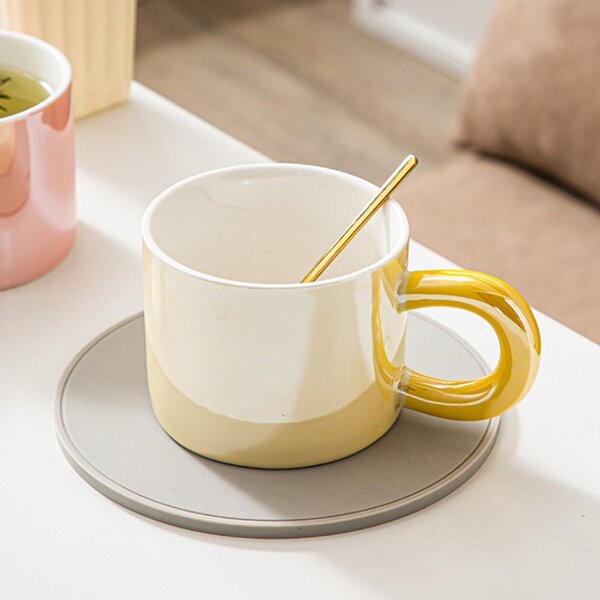 Cana ceramica Pufo Glossy pentru ceai, cafea, 250 ml, galben