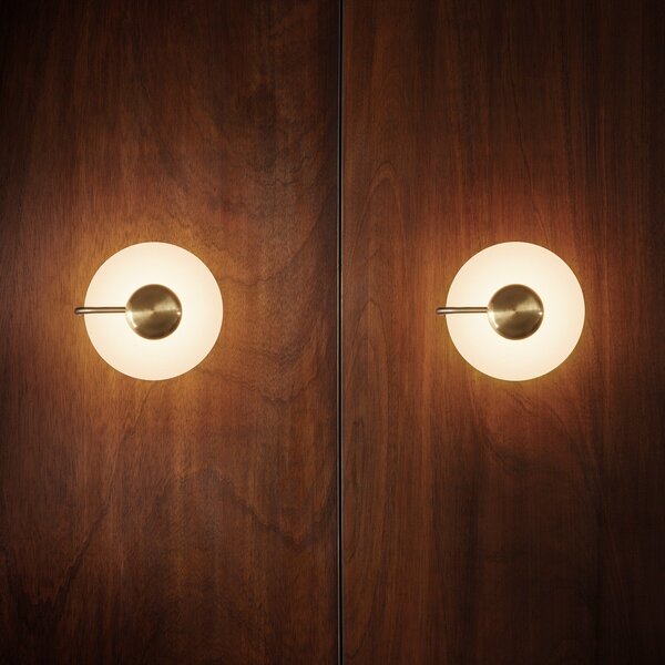 Kdln Aplică de perete cu LED TRATTO, alamă, Ø 27 cm, metal/sticlă, reglabil, Auriu / Alamă, Camera de zi / sufragerie, Sticlă, Design