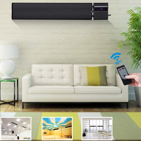 2800W/1400W ElectricSun negru, incalzitor electric interior exterior panouri radiante termostat cu Wi-Fi si APP internet TUYA, 180x15 cm