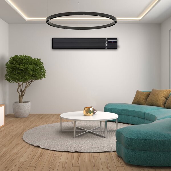 2800W/1400W ElectricSun negru, incalzitor electric interior exterior panouri radiante termostat cu Wi-Fi si APP internet TUYA, 180x15 cm