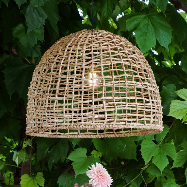 PR Home lampă suspendată de exterior Cebu, Ø 46 cm, cablu 2.5m, IP44, reglabil, Lemn, Lemn, Casă de țară / Rustic