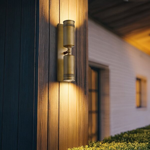 HINKLEY Lampă de perete pentru exterior Pratt, alamă patinată, 48 cm, cu 2 becuri,, Bronz / Alamă Veche, Aluminiu