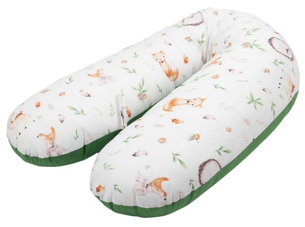 Perna gravide 3 in 1 cu husa detasabila din bumbac 100% Kidizi Lena, lungime 160 cm, Forest Joy