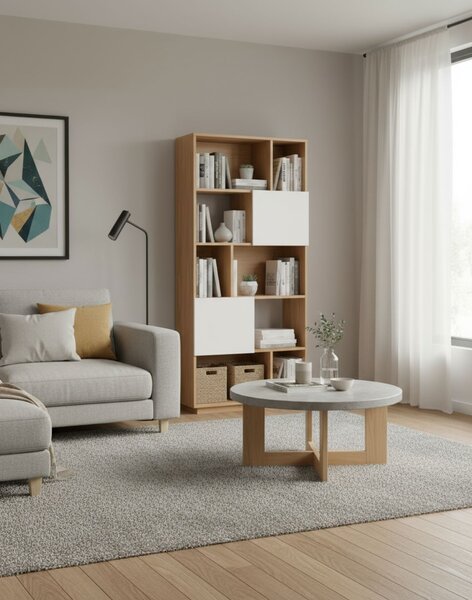 Bibliotecă Nevada, stejar natural (80 cm)