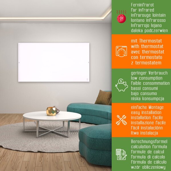 960W ElectricSun alb panouri radiante sisteme de incalzire infrarosu, cu termostat, 120x83x2cm