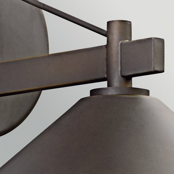 KICHLER Lampă de perete pentru exterior Ripley, bronz vechi, lățime 20 cm, metal, IP44, reglabil, Bronz / Alamă Veche, Aluminiu, Modern, Perete rotund