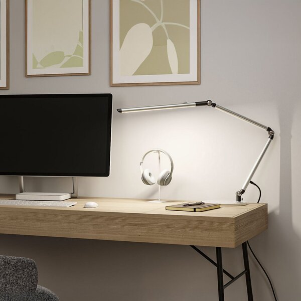 Paulmann Lampa de birou cu LED FlexBar, argintie, 36 cm, CCT, reglabil, Metalic, Studiu / Birou, Aluminiu, Modern