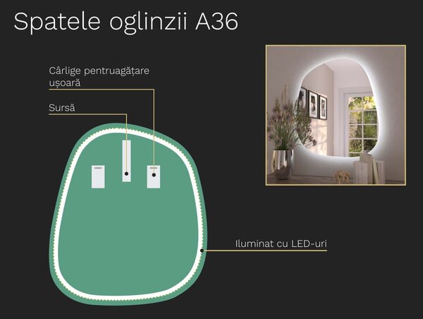 Oglindă LED organică cu iluminare A36