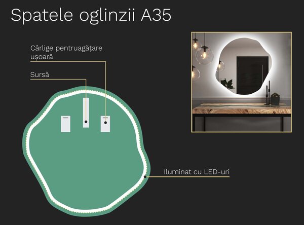 Oglindă LED organică cu iluminare A35