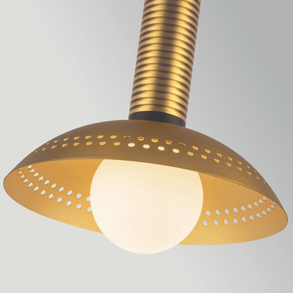 Elstead Lampă suspendată LED Arden, culoare aurie, Ø 15 cm, metal, dimabil, reglabil, Auriu / Alamă, Camera de zi / sufragerie, Aluminiu, Modern