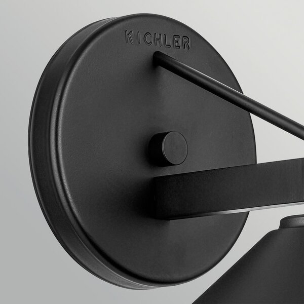 KICHLER Lampă de perete pentru exterior Ripley, negru, lățime 20 cm, metal, IP44, reglabil, Negru, Aluminiu, Modern, Perete rotund