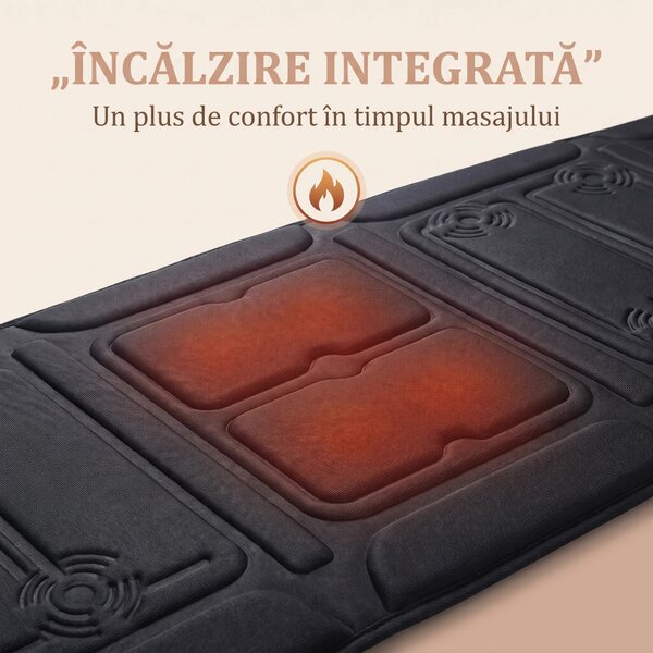 RESIGILAT- Saltea masaj corp intreg cu incalzire si 10 motoare, Negru