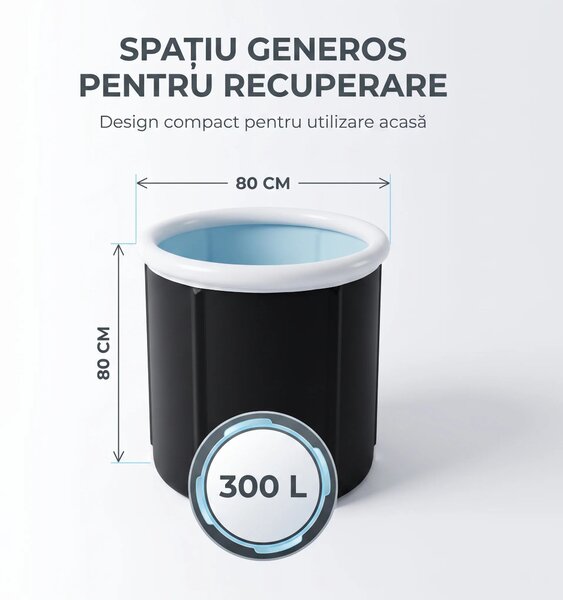 Cada recuperare cu gheata pentru crioterapie, 300 L, Negru