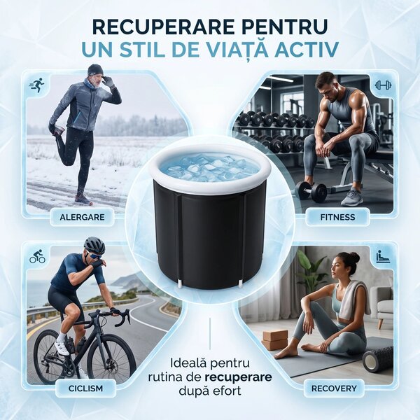 Cada recuperare cu gheata pentru crioterapie, 300 L, Negru