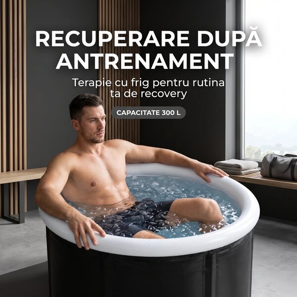 Cada recuperare cu gheata pentru crioterapie, 300 L, Negru