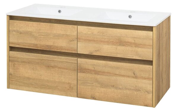 Mereo Mereo, Opto, dulap baie cu chiuveta ceramica 121 cm, alb, stejar, alb/stejar, negru, MER-CN923