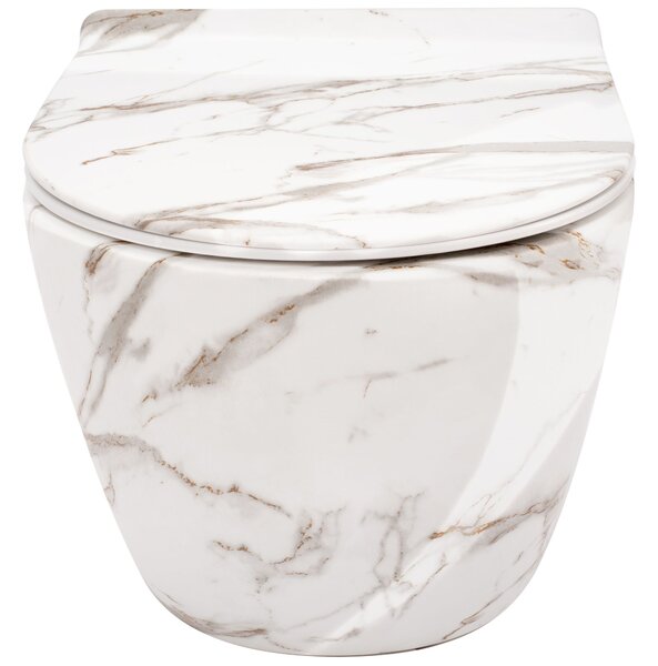 Rea Carlos Slim Lava Shiny, vas WC suspendat fără margine 49,5x37x35,5 cm, imitație de piatră, REA-C0536