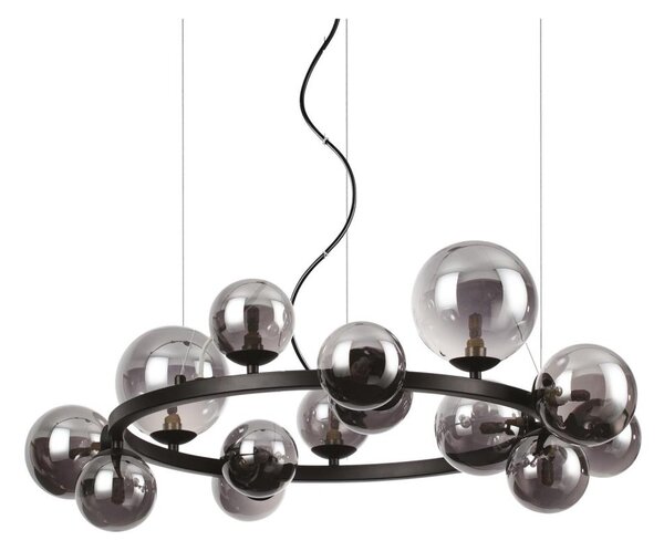Ideal Lux - Lustru LED suspendat pe cablu PERLAGE 14xG9/3W/230V, diam. 85 cm, negru/fumuriu