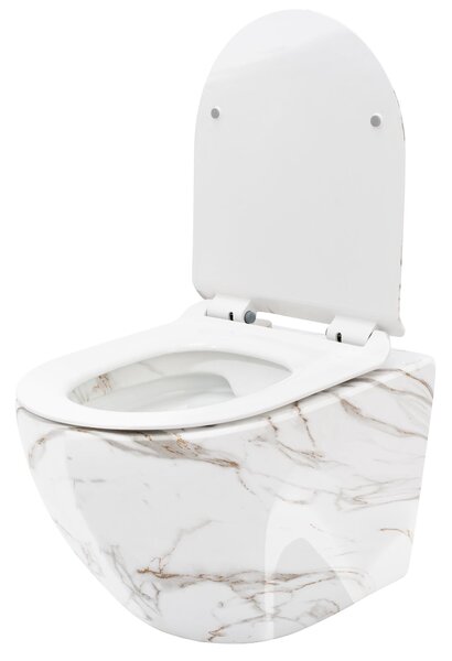 Rea Carlos Slim Lava Shiny, vas WC suspendat fără margine 49,5x37x35,5 cm, imitație de piatră, REA-C0536