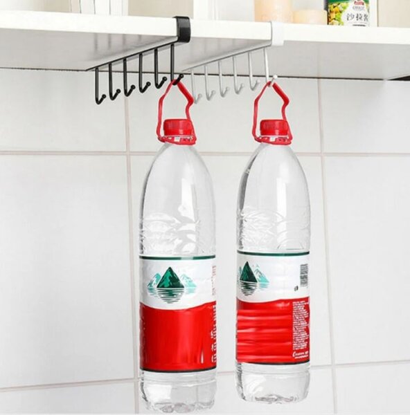 Set 2 cuiere metalice pentru rafturi, negru